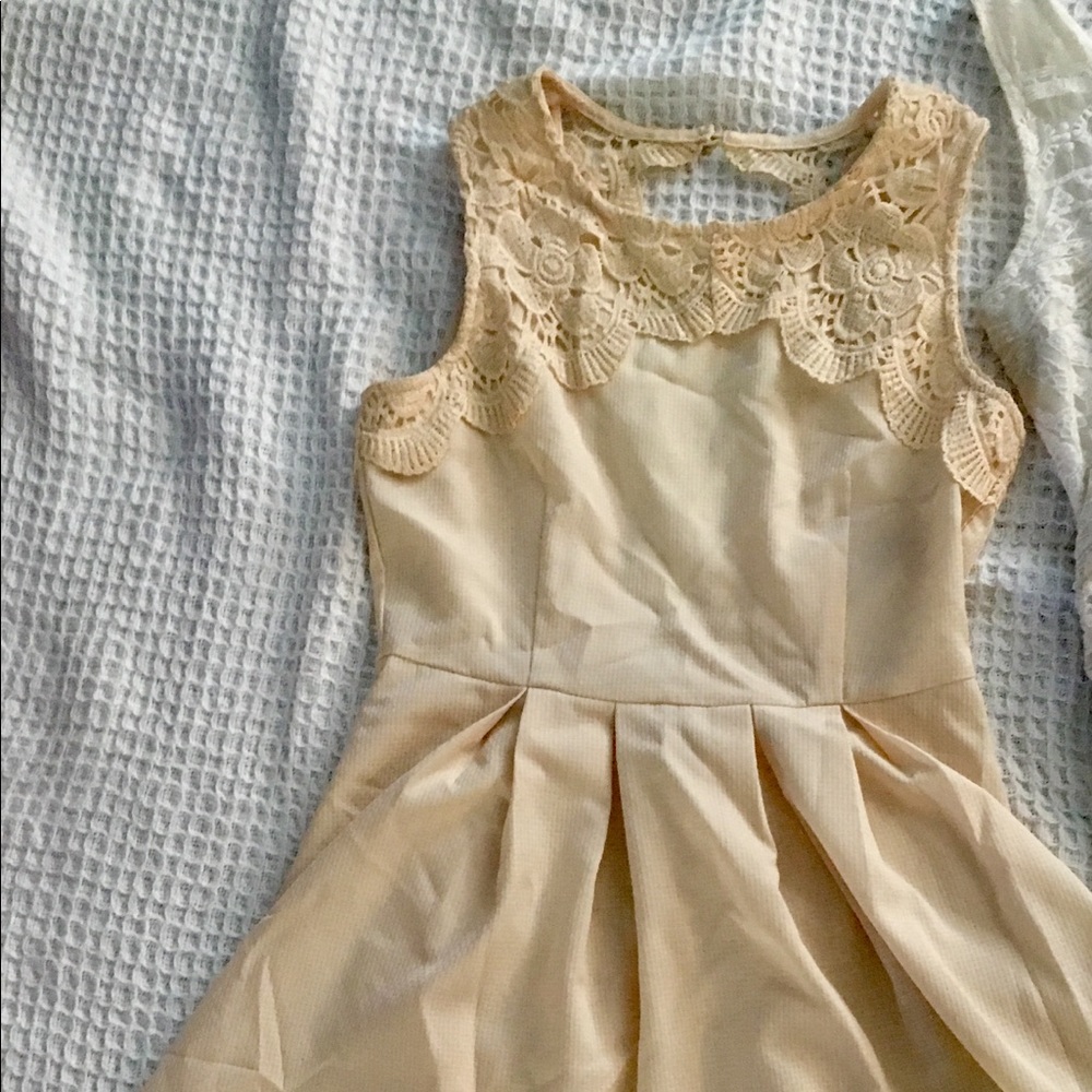Nude Lace A-Line Dress
